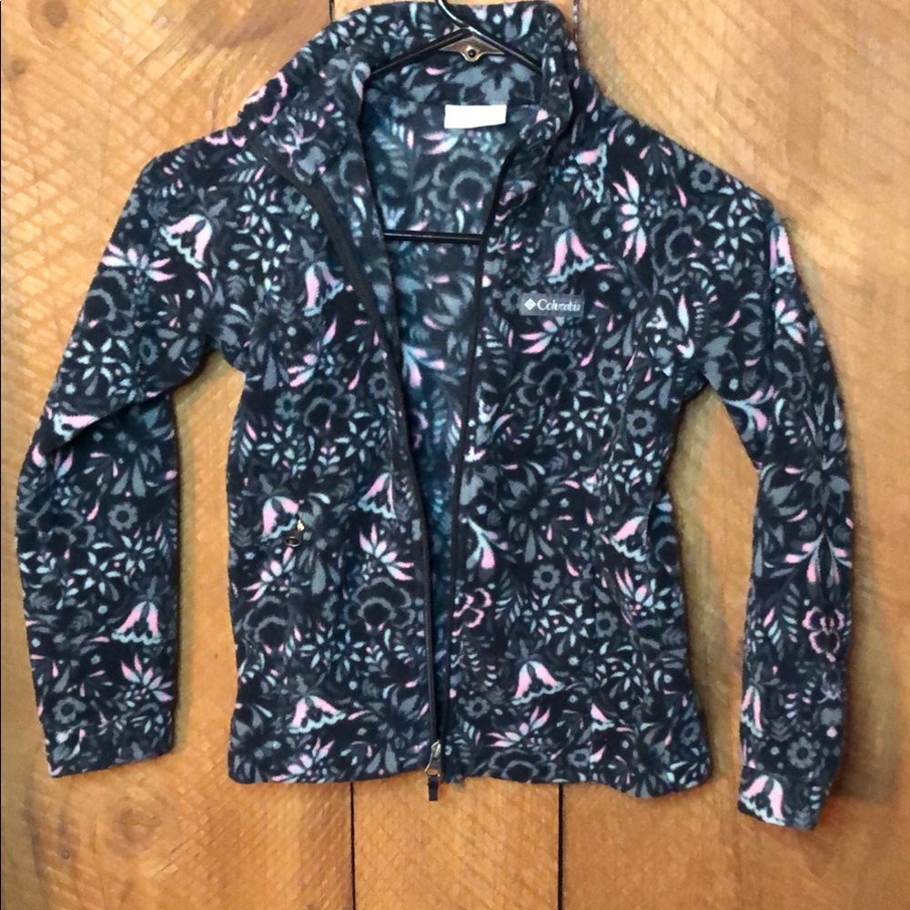 Columbia Kids' Black and Pink Fleece Jacket